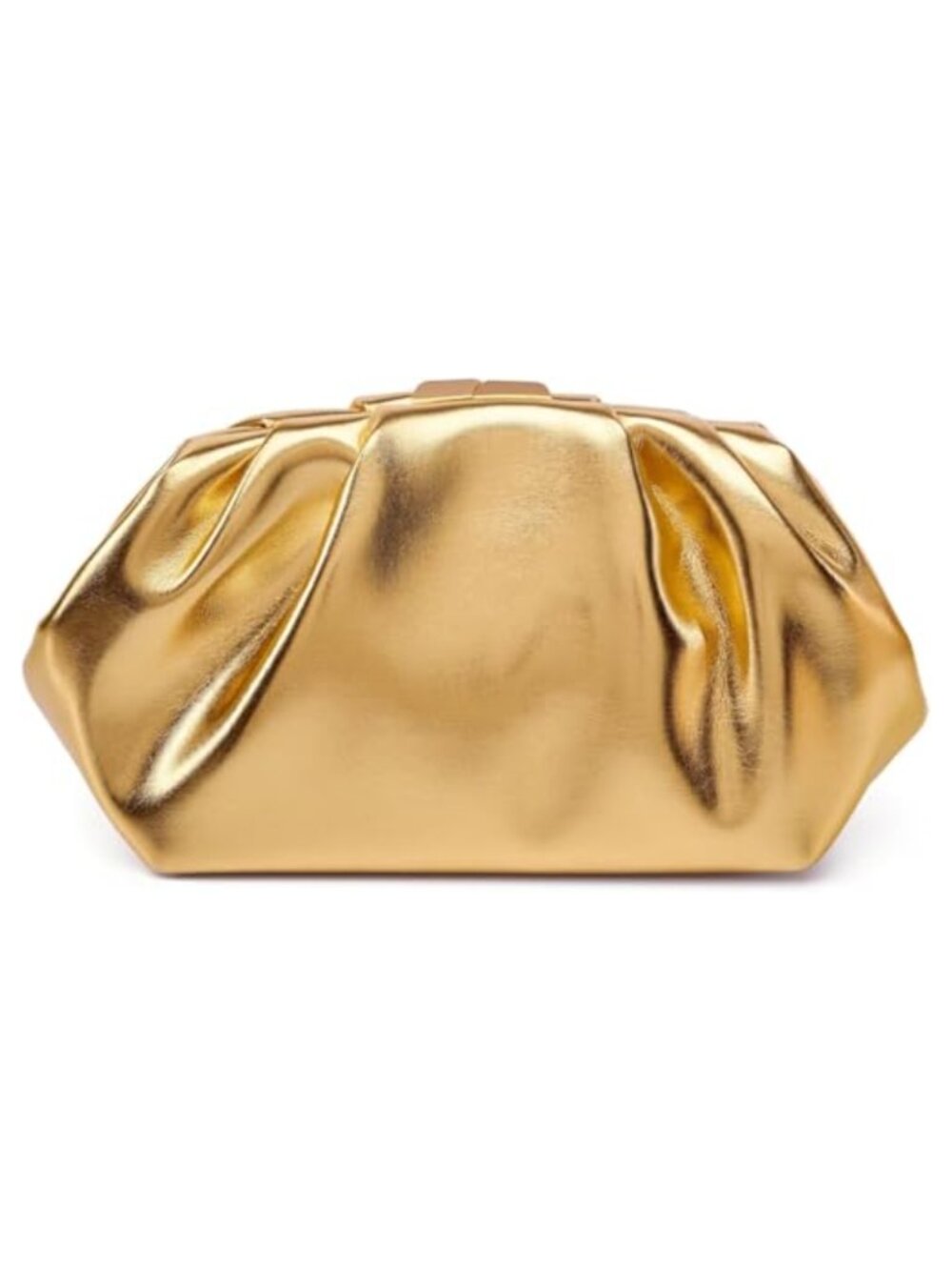 Pleated Clutch Purse PU Leather Evening Bag Detachable Chain Wedding Party